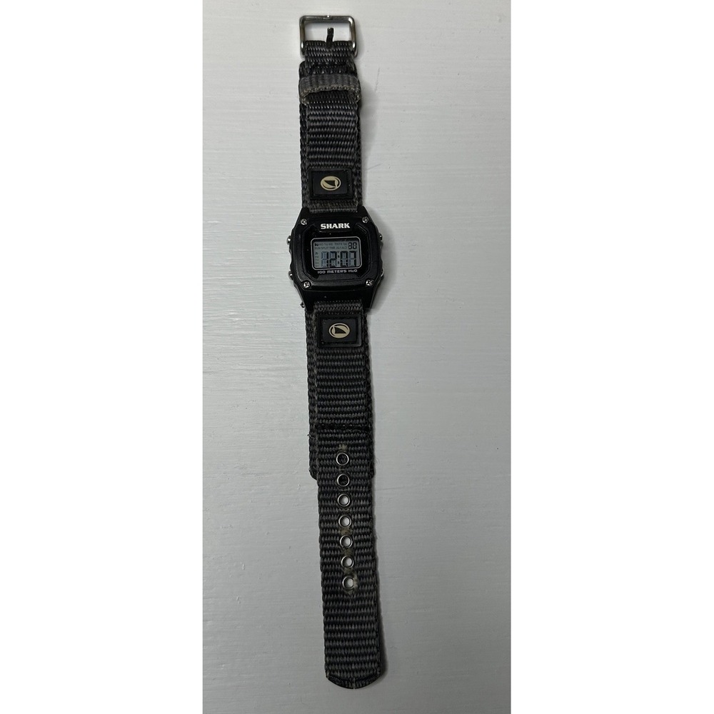 Vintage Freestyle Shark Digital Watch A126-14 Black 100 Meters Women Nylon Strap